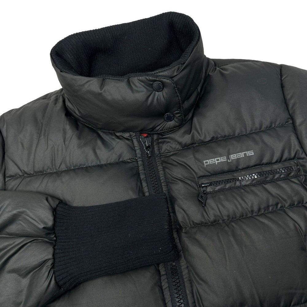PEPE JEANS Vintage‎ Women's Black Cropped Puffer Jacket Zip Snap Size Large